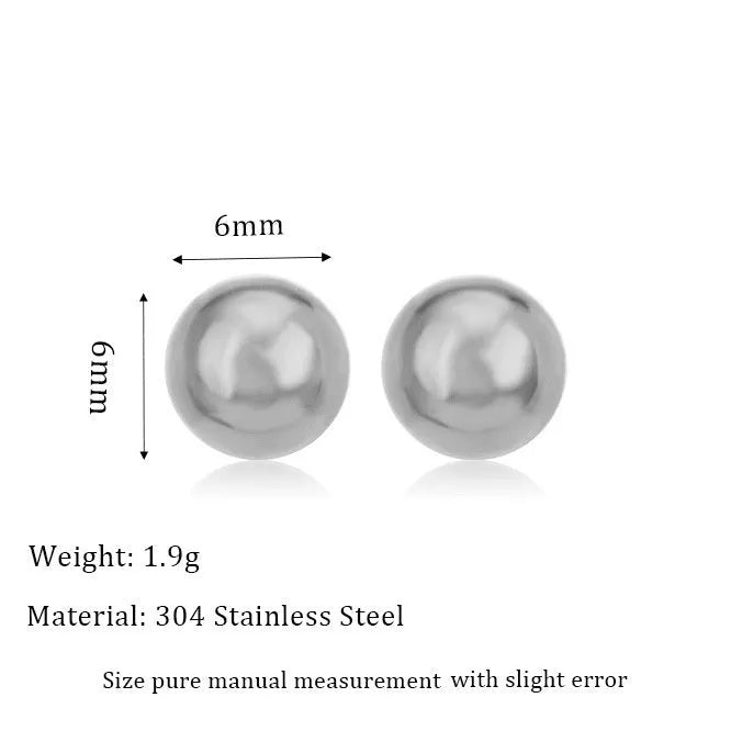 Stainless steel 18K gold plated ball stud earrings in 3mm 4mm 5mm 6mm sizes
