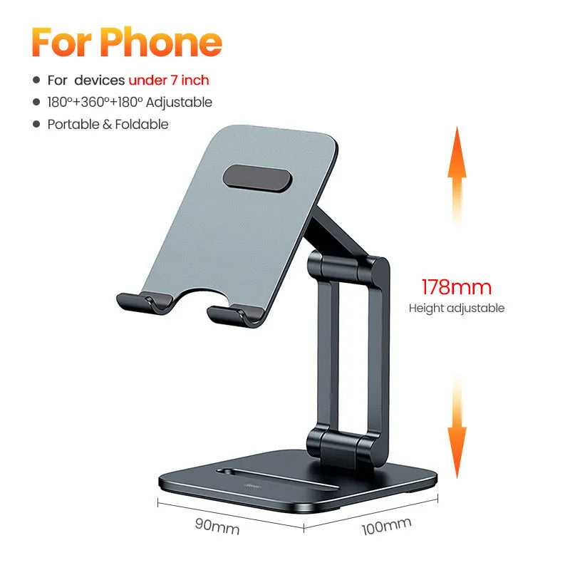 Deep space grey aluminium folding stand for tablets and mobile phones