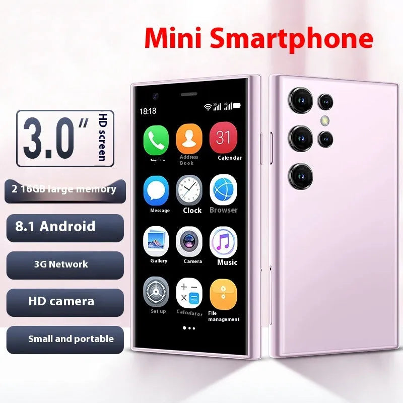 S23PRO & XS15 mini smartphone in black, green, or pink purple with a 3-inch screen.