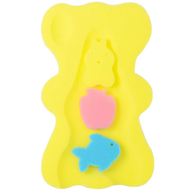 Baby bath sponge non-slip mat in blue – 4.7 cm thick polyurethane cushion with suspended bag design