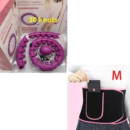 Magic Smart Hoop - Adjustable fitness hoop with massage features in pink, blue, and purple