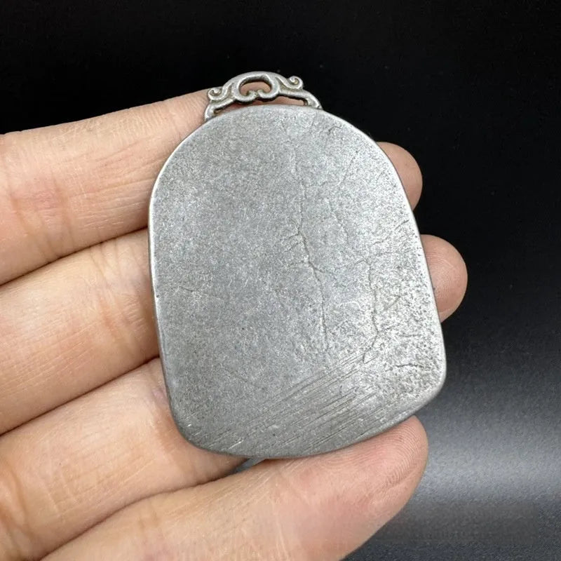 Hand-crafted iron pendant with Chinese geometric design in No 1 Aryaacalanatha Yamantaka colour.