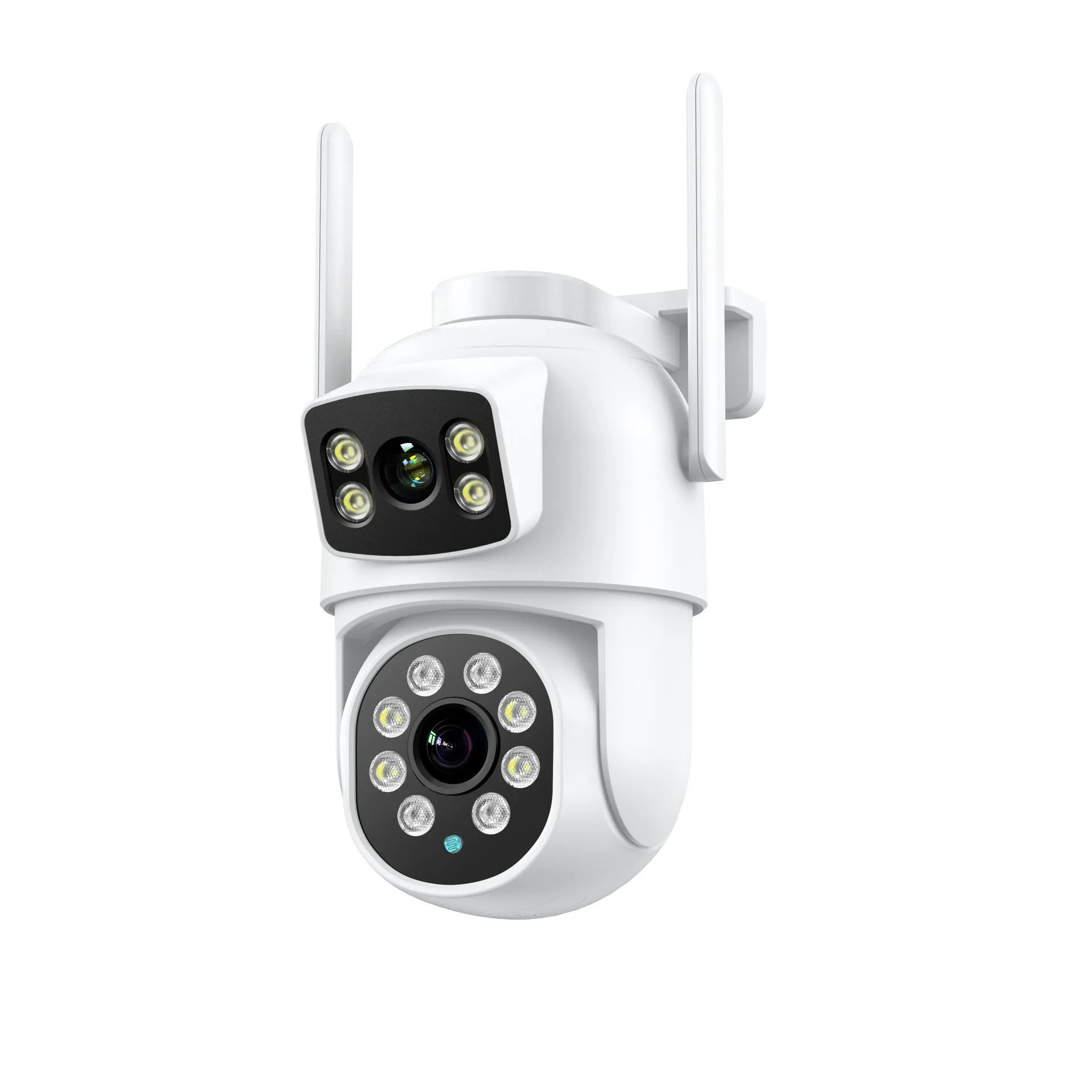 White icsee 600W outdoor wireless surveillance camera with dual-screen and bracket