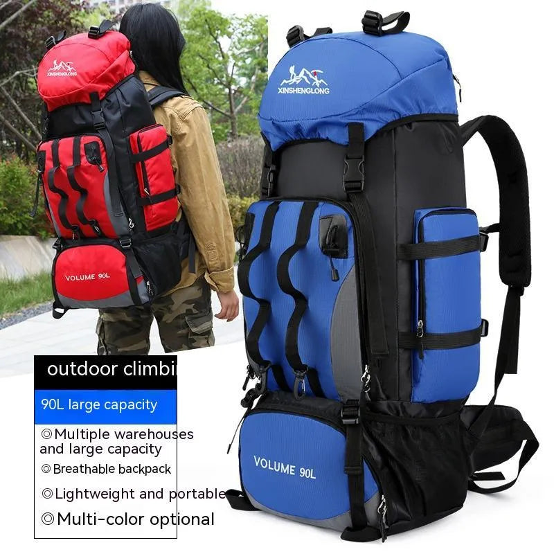 Outdoor hiking backpack for men in water repellent nylon solid colour design