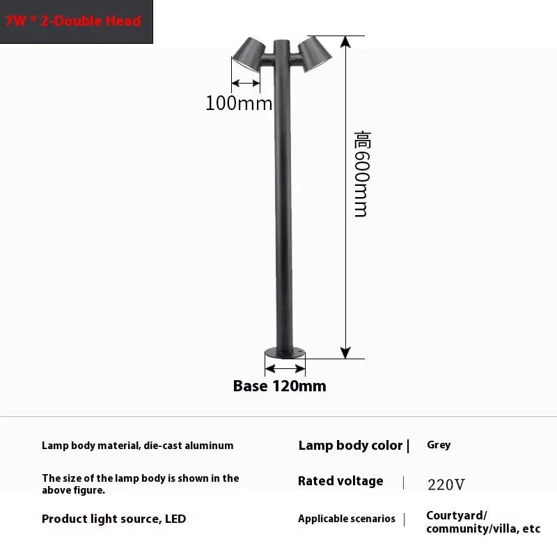 Minimalist IP65 die-cast aluminium LED outdoor lawn lamp in garden setting, single head column light