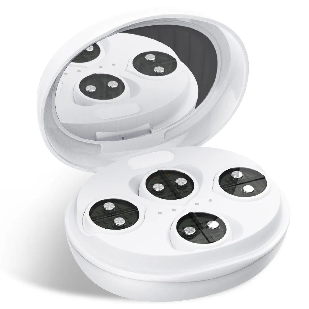 White wireless red light eye and facial beautification instrument with EMS massage function.