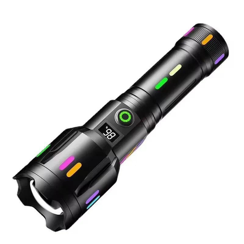 White laser LED power torch with optical zoom and USB cable, 30W aluminum alloy flashlight