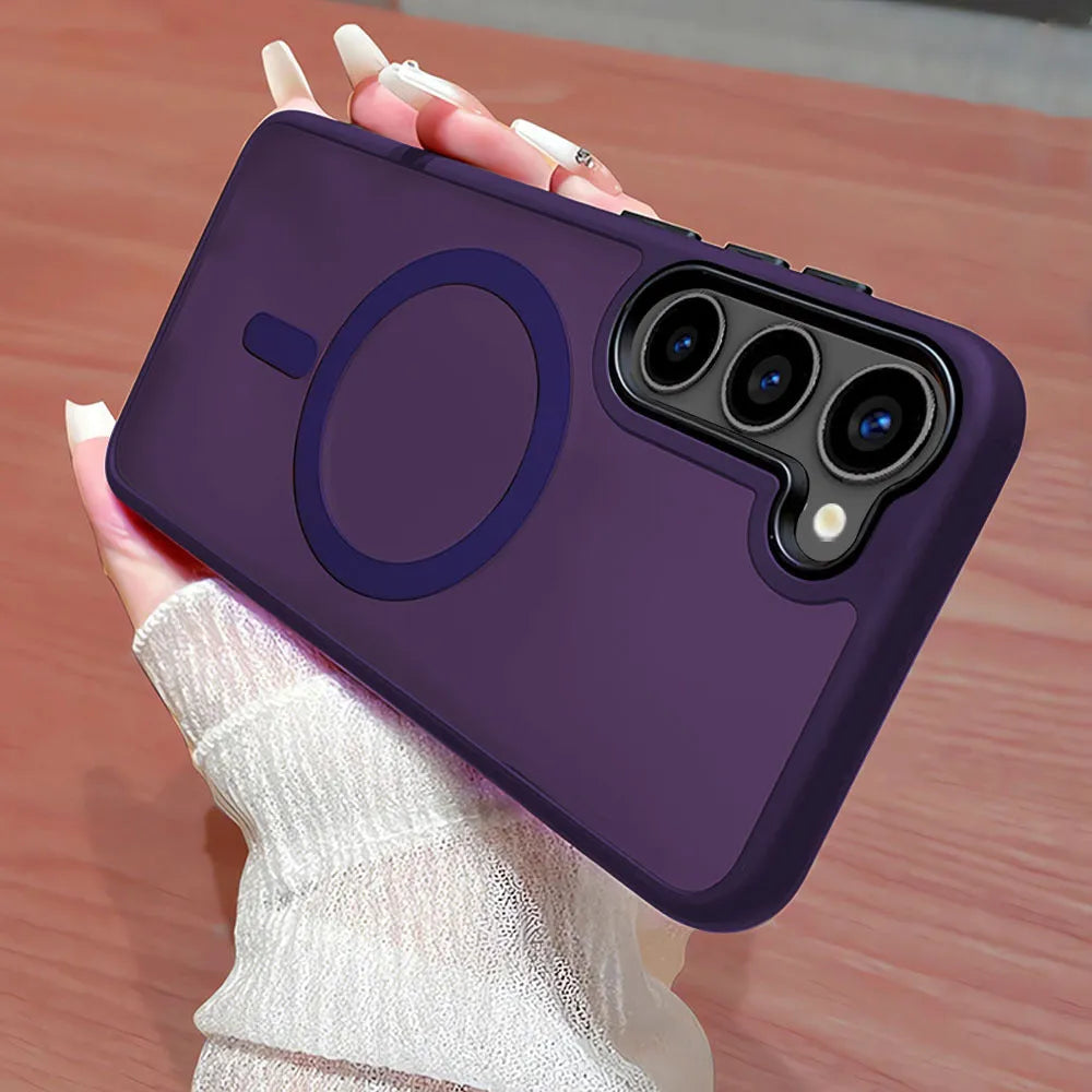 Samsung magnetic phone case matte finish black PC TPU shockproof cover