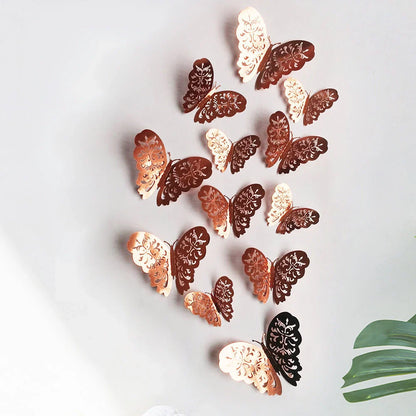 3D hollow butterflies mirror wall stickers in vibrant colours for home decor