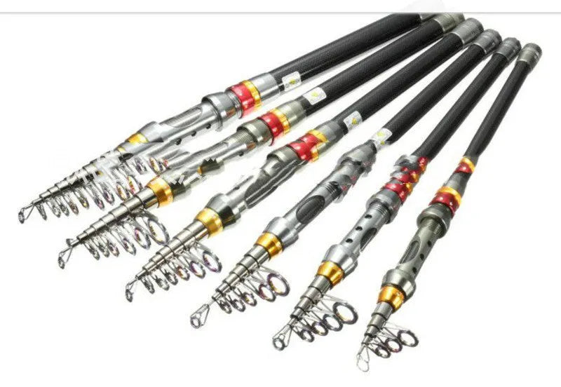 Carbon fibre telescopic spinning fishing rod with metal handle for sea fishing