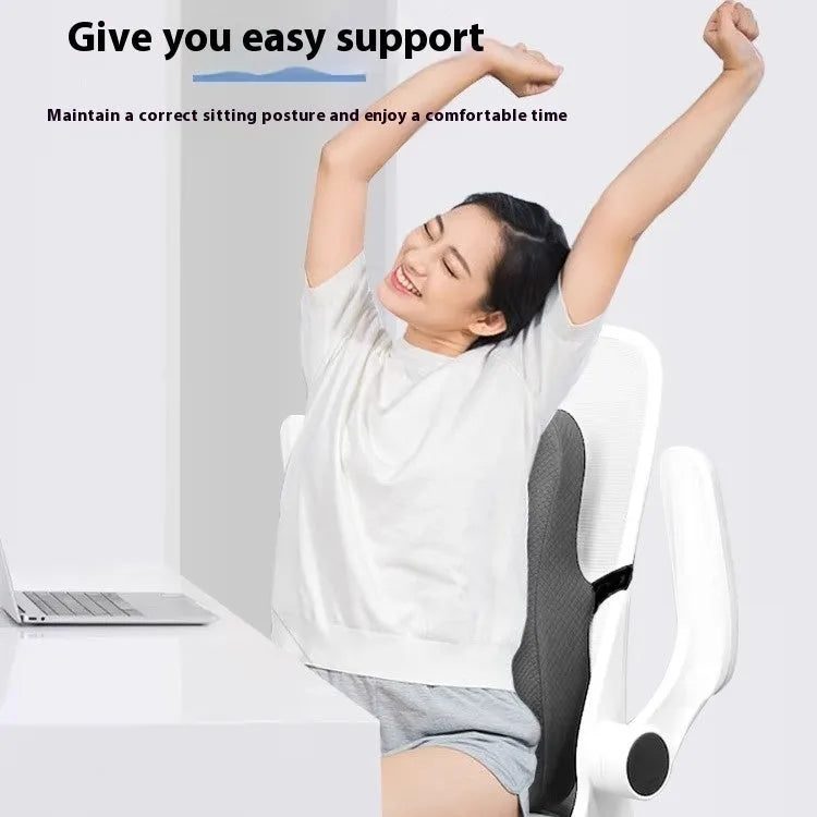 Office station chair lumbar support cushion measuring 40x40x8cm in grey, navy blue and pink colours