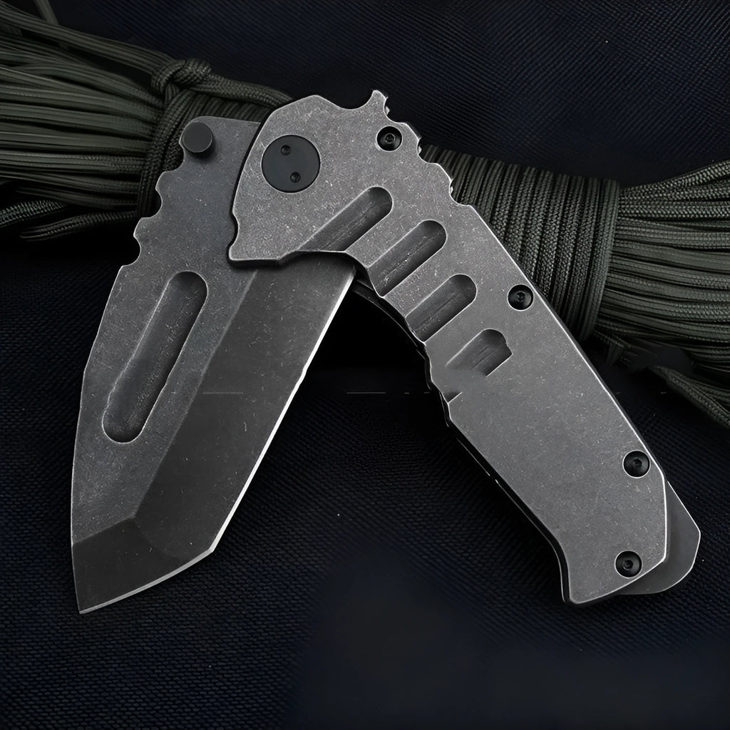 Outdoor folding knife with D2 steel blade, 9cm blade length, 22cm overall length, 907 style.