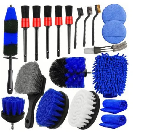 20-piece PP plastic electric drill car cleaning brush set in storage box 30x35x10cm
