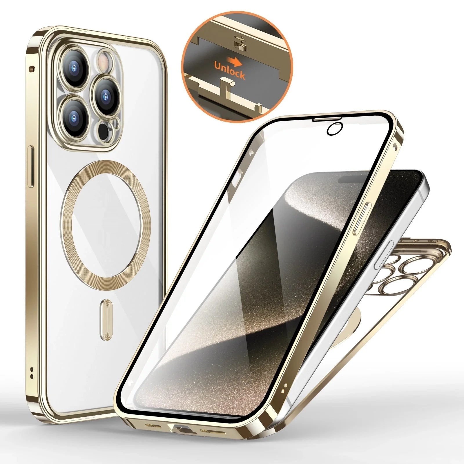 Metal buckle magnetic wireless charging full cover phone case for iPhone models in various colors