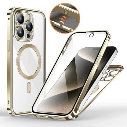 Metal buckle magnetic wireless charging full cover phone case for iPhone models in various colors