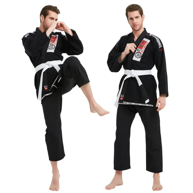 Adult anti-wear jiu-jitsu suit in black, 100% cotton training clothing for martial arts