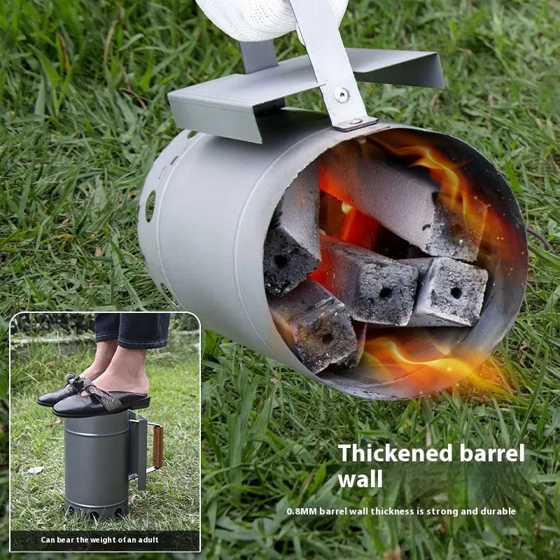 Zinc-iron alloy outdoor barbecue charcoal fire bucket with carbon barrel style.