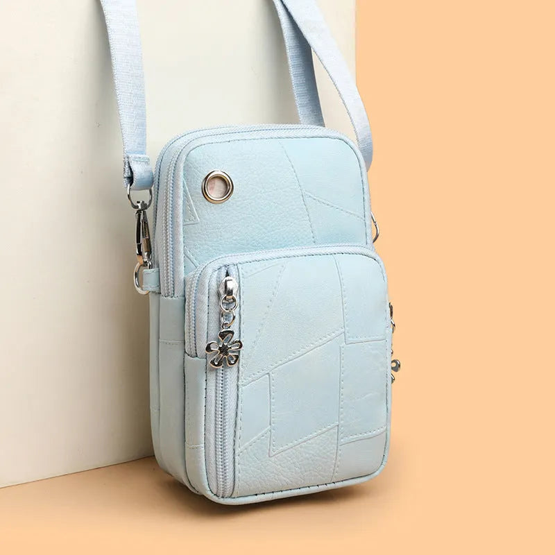 Vertical square mini phone bag in PU leather with polyester lining