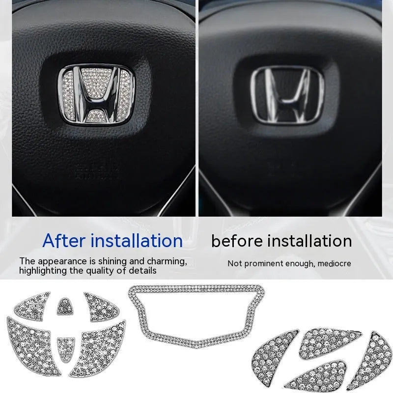 Zinc alloy diamond decorative sticker for Toyota car steering wheel with metallic finish