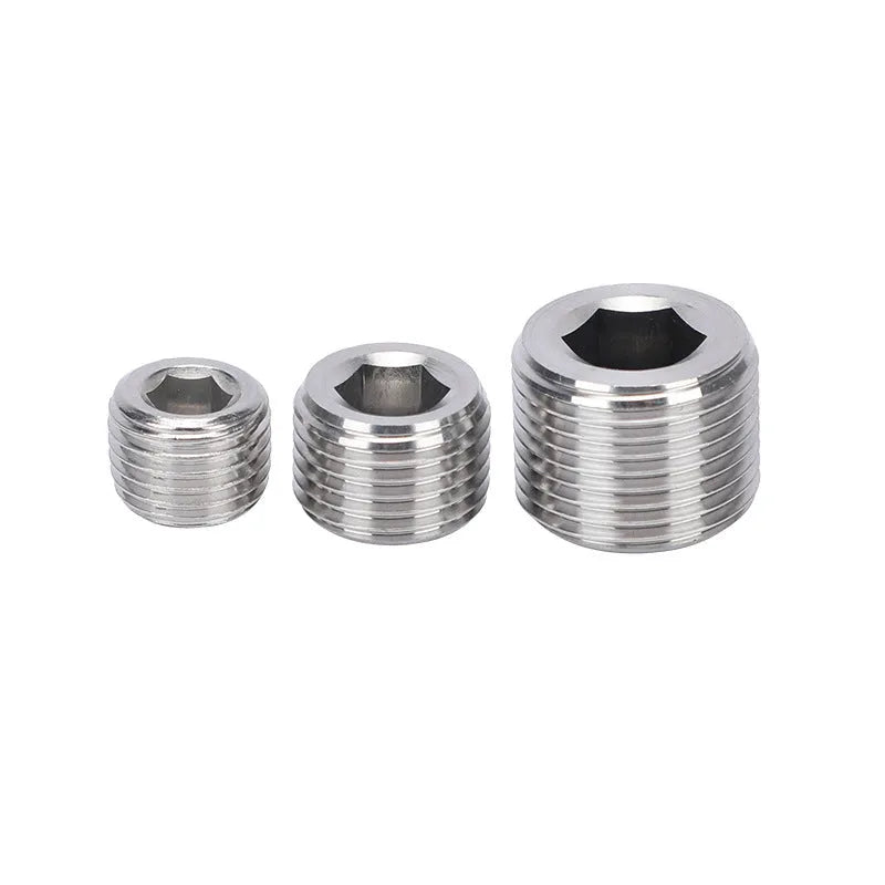 Stainless steel hexagon bulkhead plug for 3/8 series pipe connections