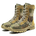 Plus size men's black and camouflage high-top Martin boots with mesh uppers and sports styling