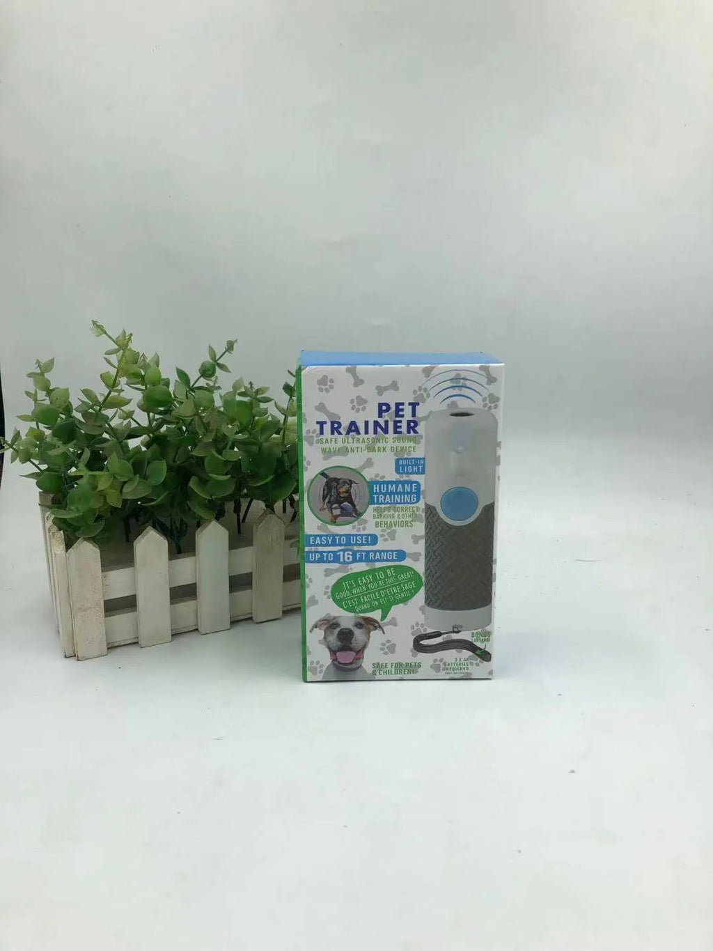 White ABS plastic handheld ultrasonic dog bark control training device