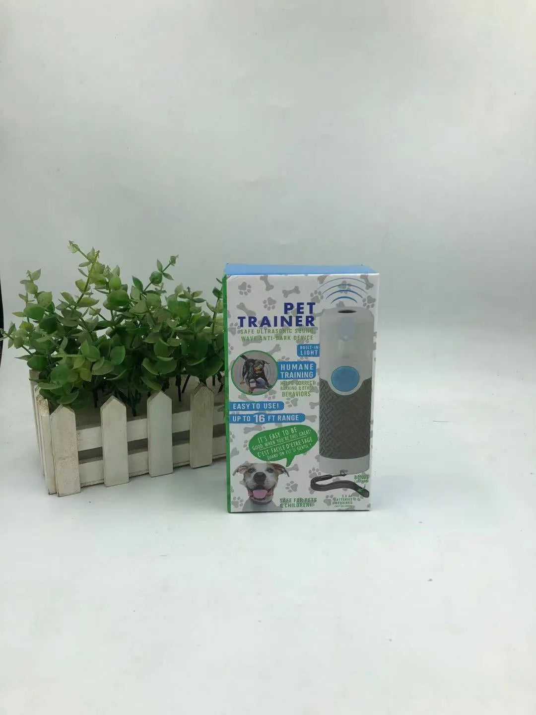 White ABS plastic handheld ultrasonic dog bark control training device
