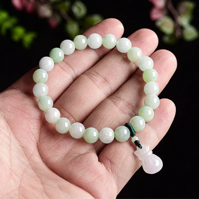 8mm flower jade purse bracelet with national style design for men and women