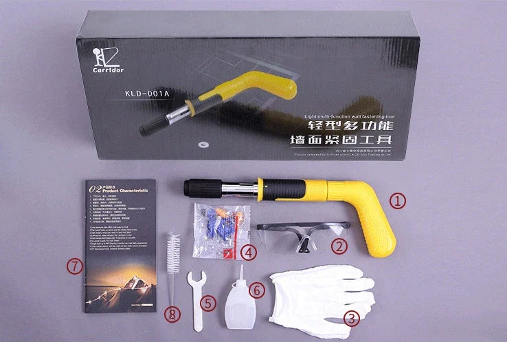 Manual steel nail gun with non-slip rubber grips for precise and quiet fastening