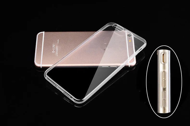 Transparent soft TPU phone case for iPhone on a table