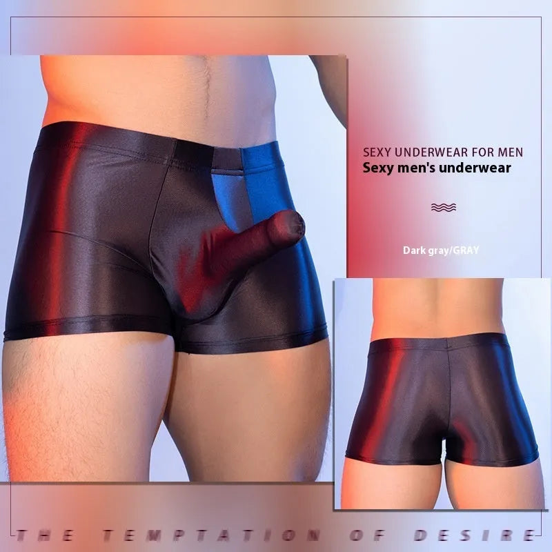 Men's red elephant nose boxer shorts with seamless construction and mid waist styling