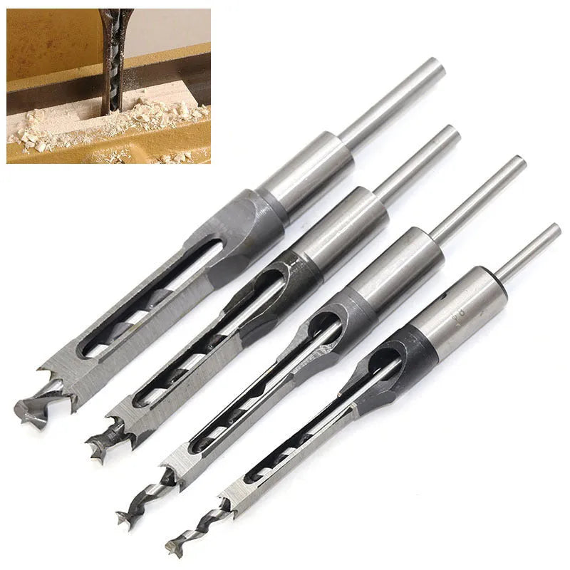 Alloy steel square hole drill tapper with multiple model sizes from 6mm to 30mm for woodworking mortising