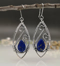 Creative Lapis retro silver string winding turquoise earrings with geometric design