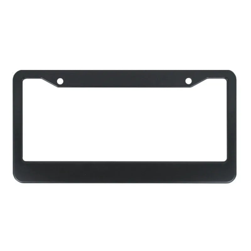 Minimalist black aluminium licence plate frame with square holes for an American Standard car