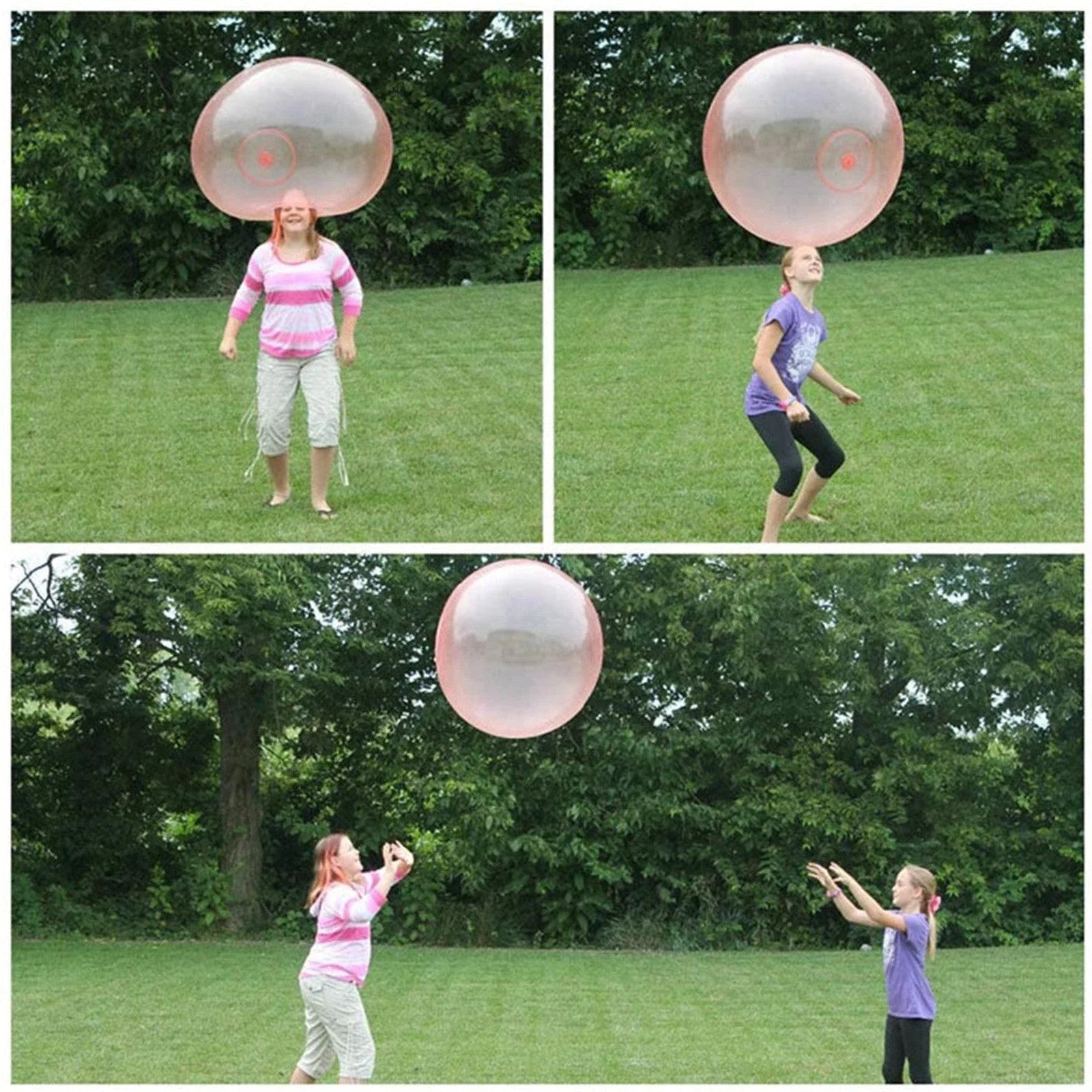 Colorful extra-large inflatable bubble balls in various sizes and vibrant hues, perfect for parties and outdoor fun