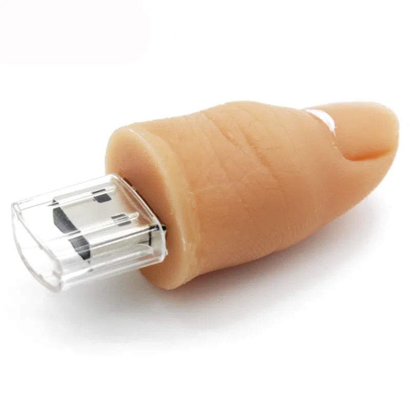 Silicone finger USB 2.0 flash drive in black with compact shape
