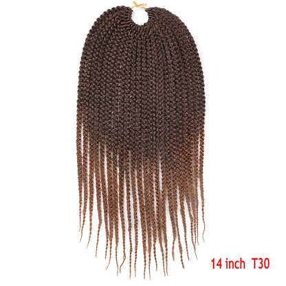 Crochet Senegal box braids extensions in 18 inch 1B colour, three silk braids per piece for easy hair installation
