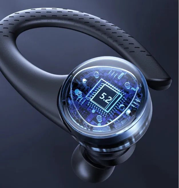 Black and silver true wireless Bluetooth in-ear headphones with charging case.