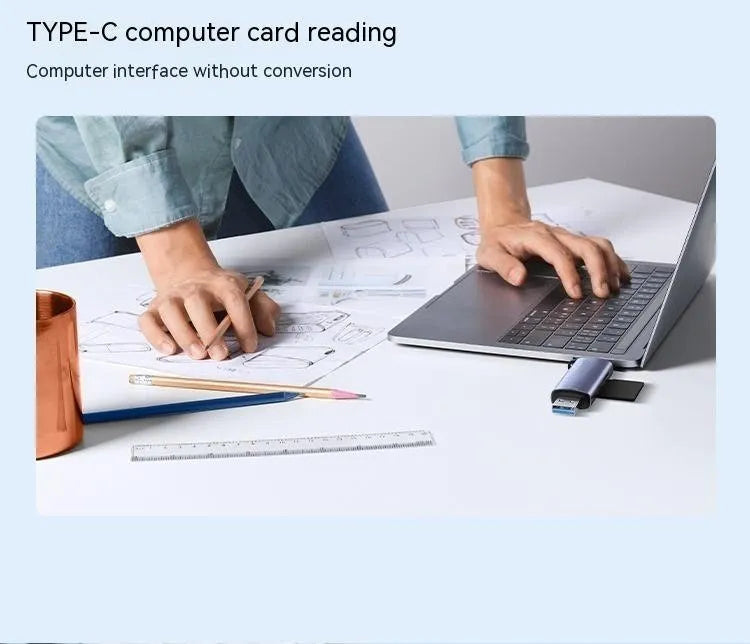 Multi-function card reader with SD TF Type-C conversion USB3.0 aluminium alloy housing for computer use