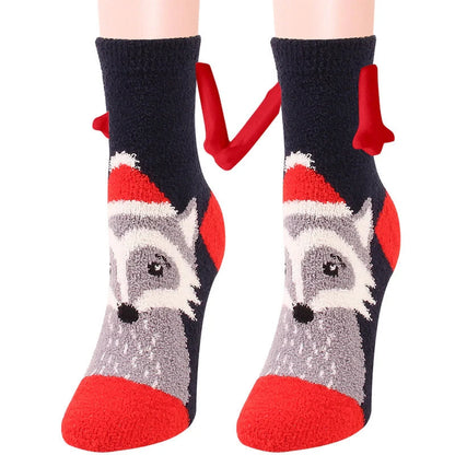 Christmas couple socks with magnetic suction feature in various animal patterns
