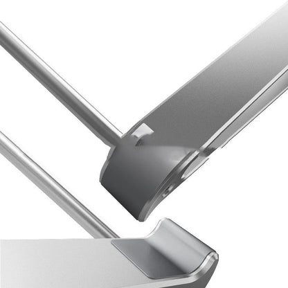 Aluminum alloy portable laptop stand with non-slip silicone pads in Space Gray and Aurora Silver