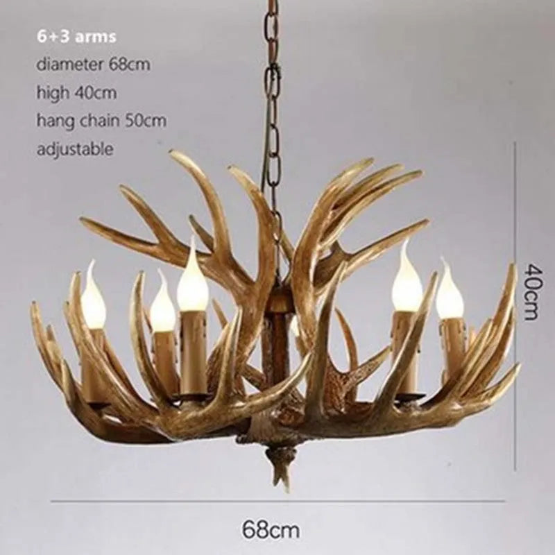 Nordic retro antlers chandelier with 4 heads brown ABS shade pendant light for home or restaurant