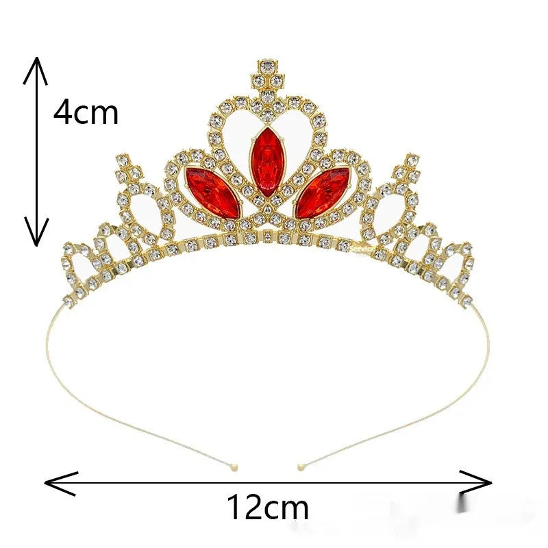 Gold electroplated alloy princess crown tiara with crystal accents for girls birthday parties