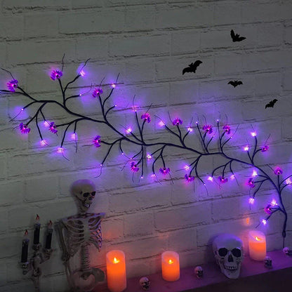 Premium Halloween LED Willow Vine Lights with Cute Bat and Pumpkin Accents for Indoor and Outdoor Decoration