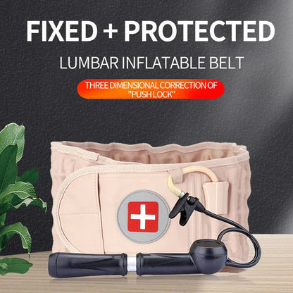 Adjustable inflatable lumbar support belt with ergonomic design for targeted back pain relief