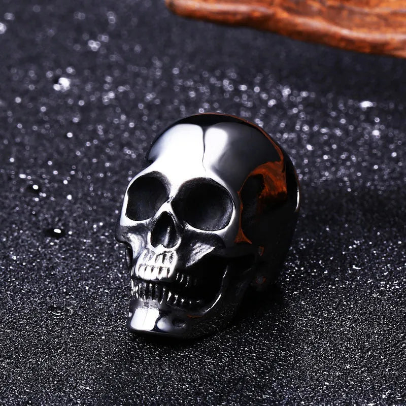 Skull titanium steel pendant polished finish ancient black steel colour personality style