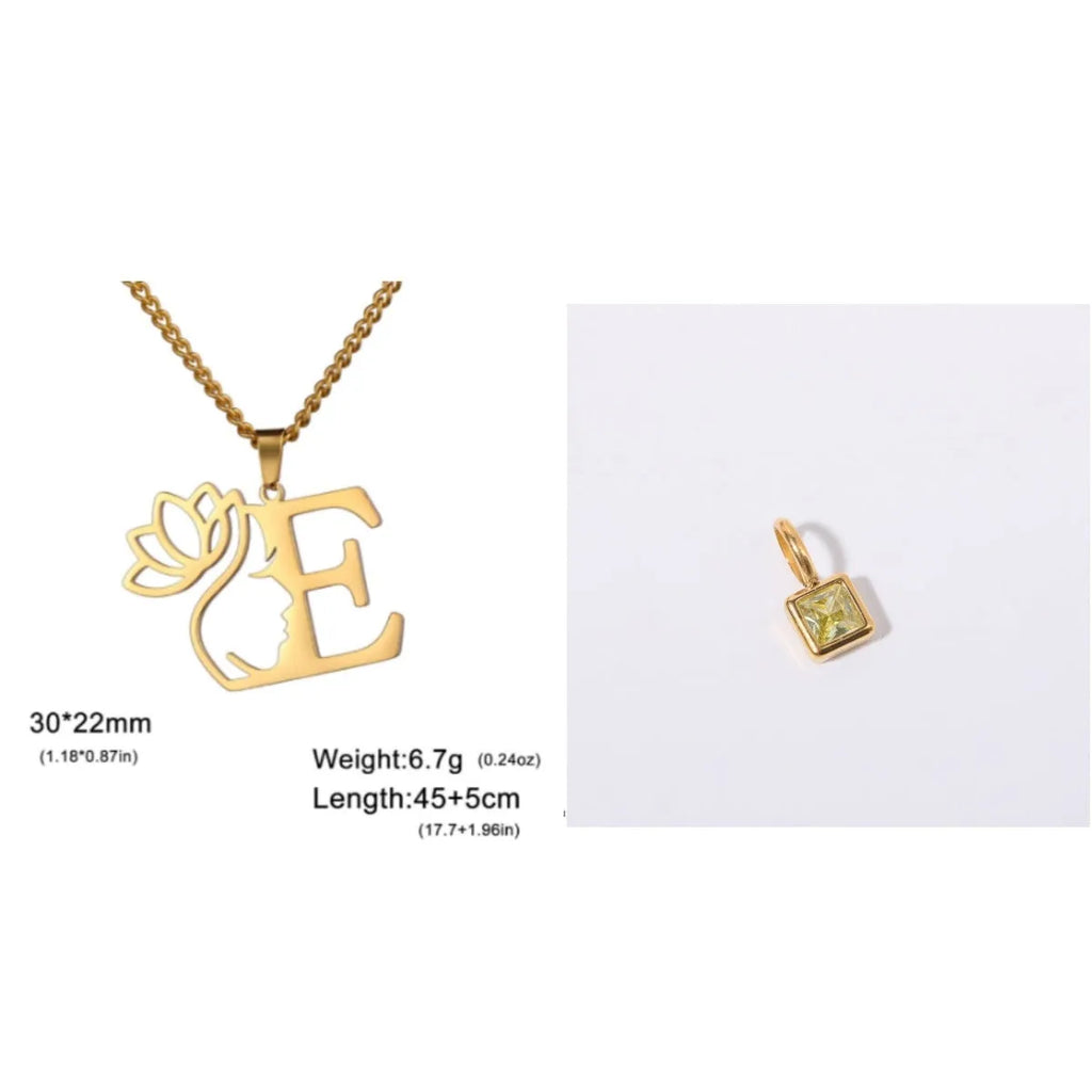 Stainless steel necklace with cross chain design and a pendant, available in gold or steel colour.