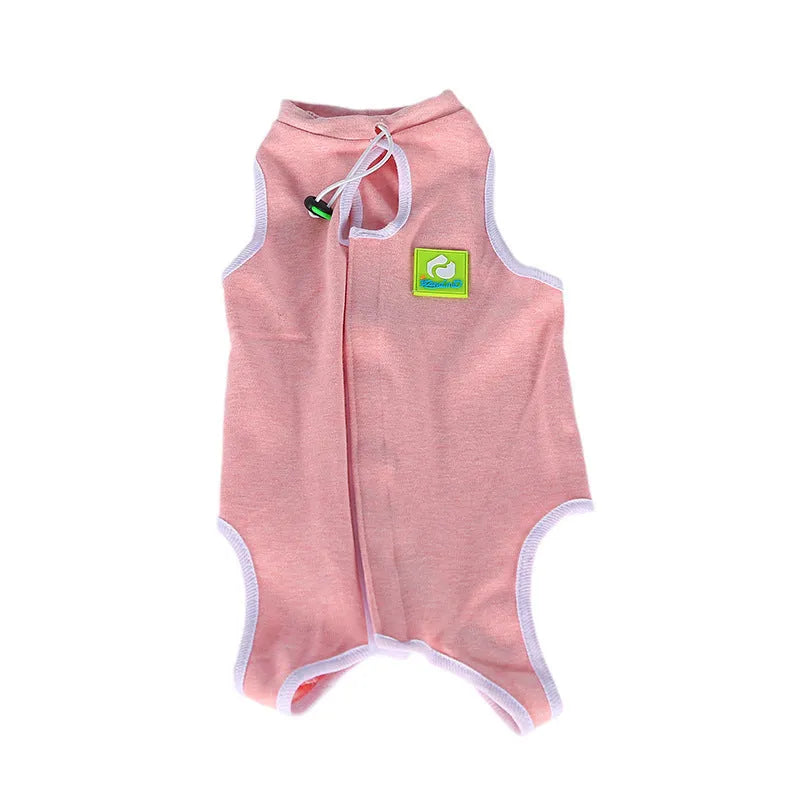Blue cotton pet sterilization suit with adjustable scarf for dogs and cats