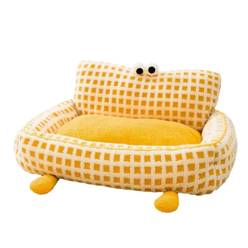 Seasonal universal detachable washable dog bed in yellow big eyes cute colour for dogs up to 40kg