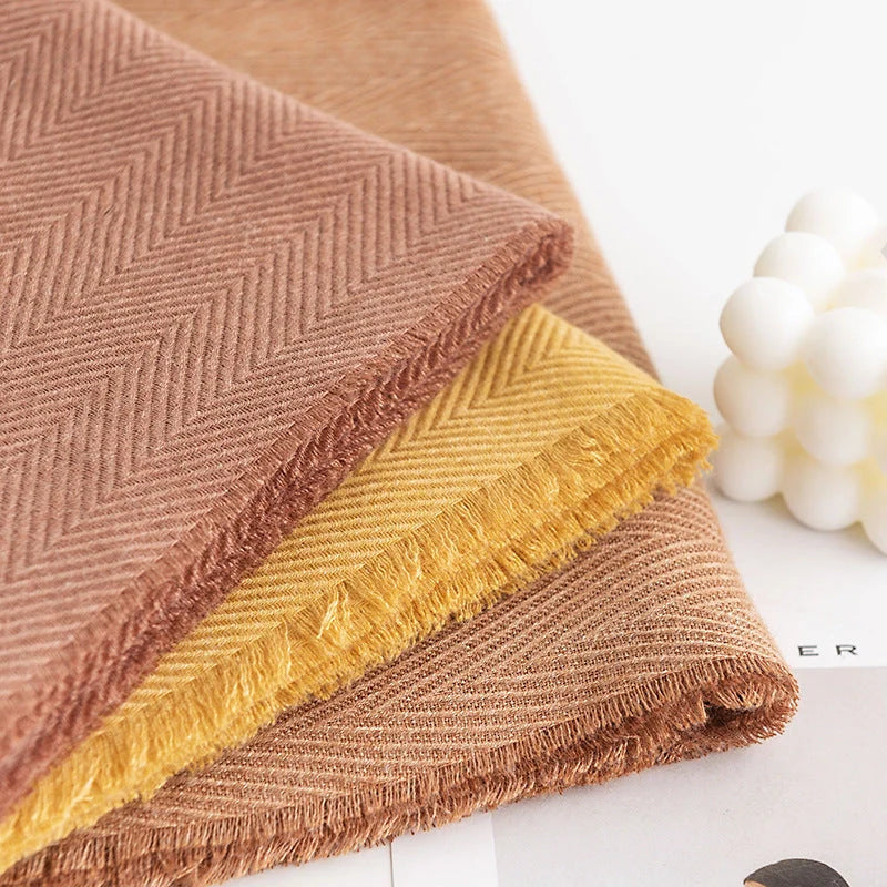 Herringbone pattern artificial cashmere scarf in various colours with tassel fringe